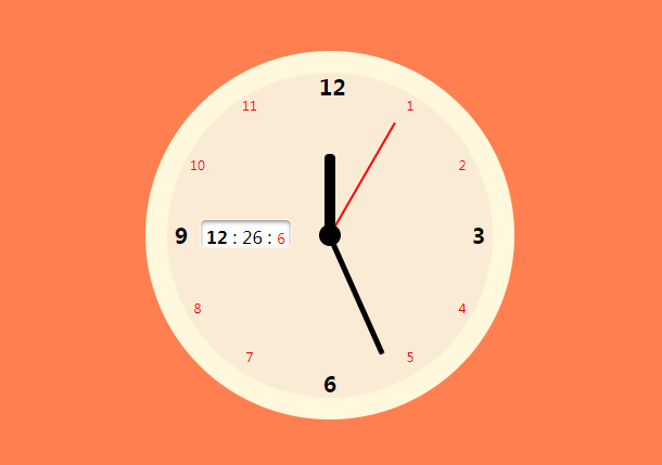 HTML5/CSS3 Disc Clock Animation With Clock Ticking Sound